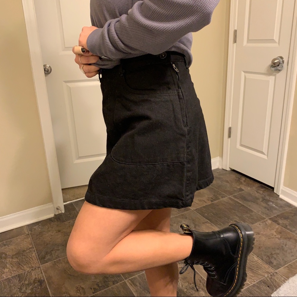 Black Denim Mini Skirt